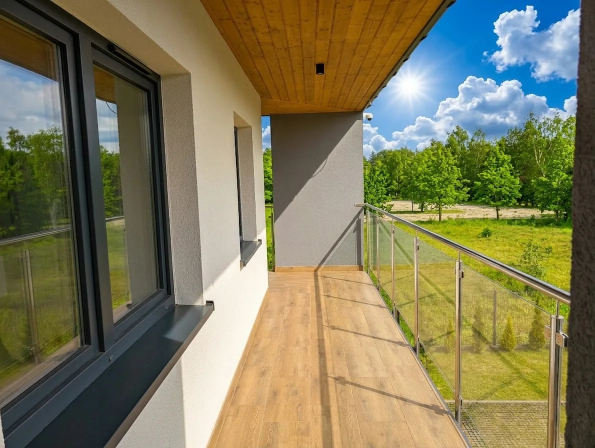 Długi balkon apartamentu