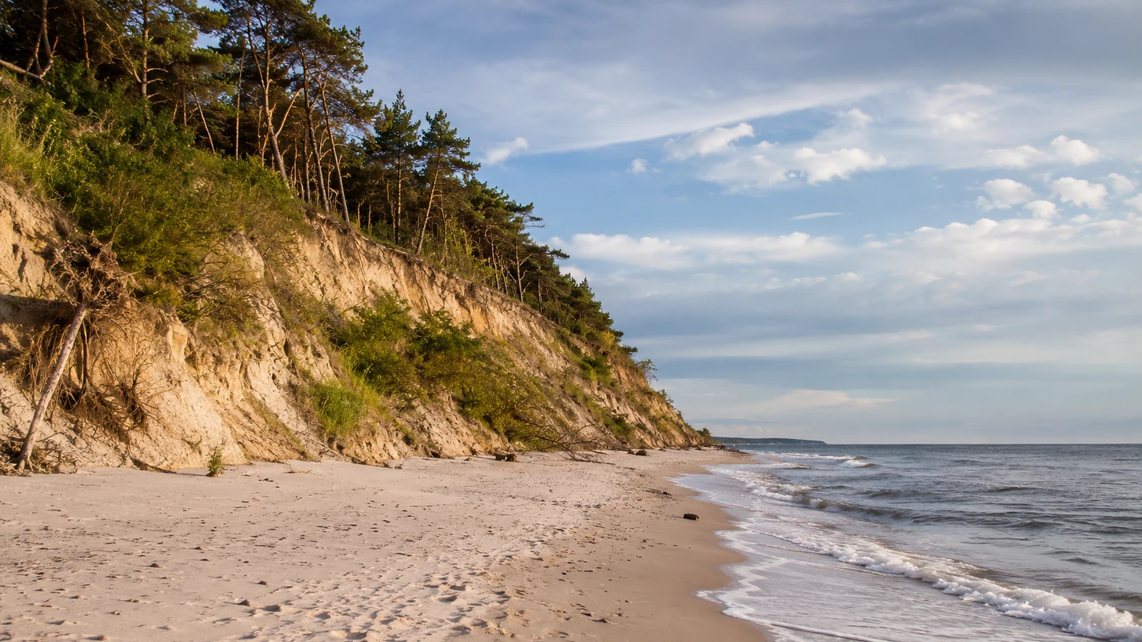 Ilustracyjny widok plaży i klifu w Dębinie
